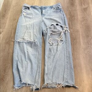 American Eagle Outfitters Ripped Light Blue Boyfriend Jeans